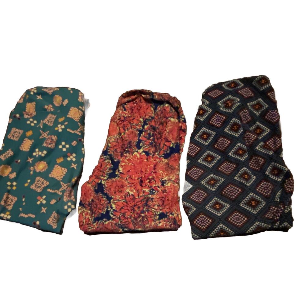 Lot of 3 LuLaRoe One‎ Size (OS) Leggings. Geometric and Floral. Soft Buttery